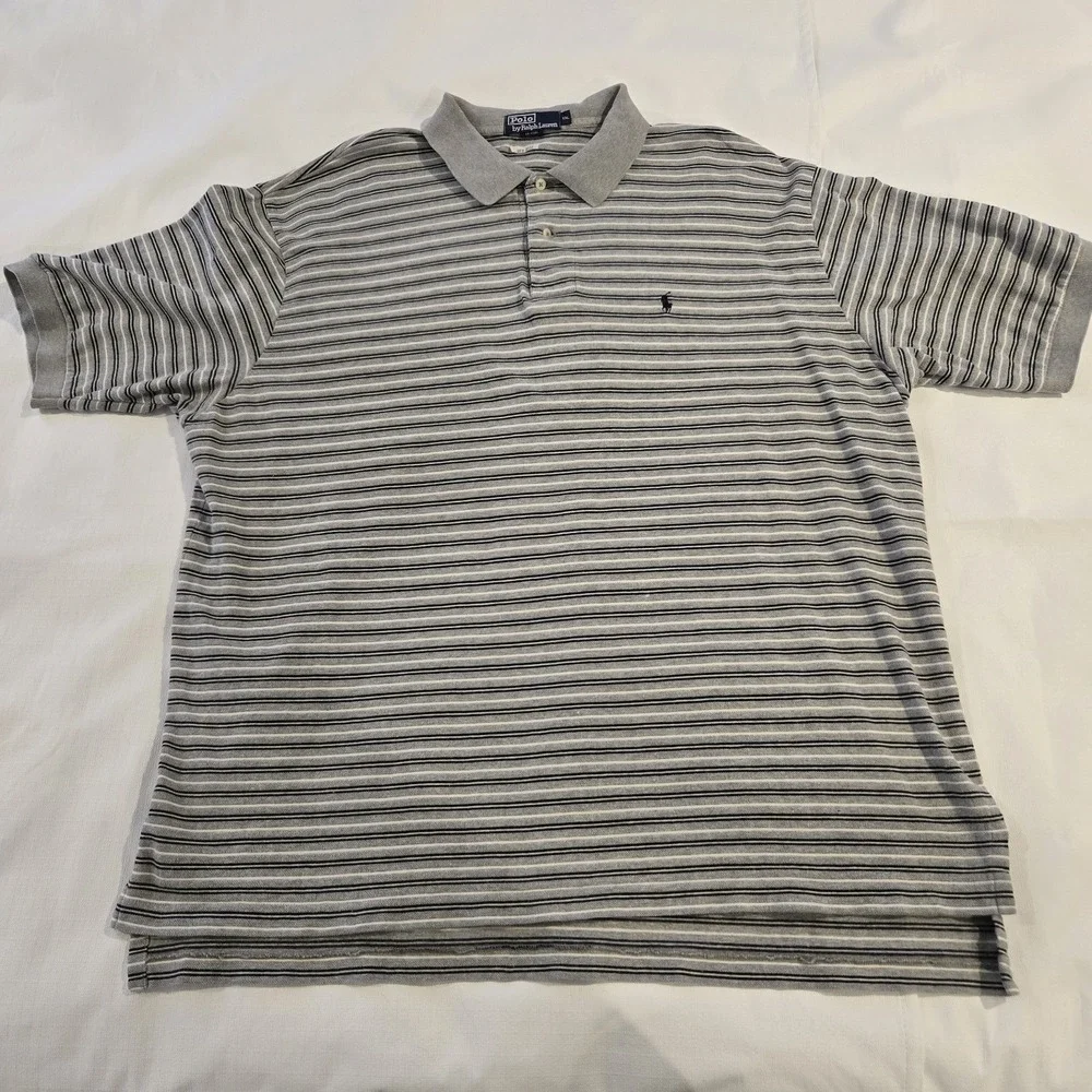 Polo Ralph Lauren Black‎ Gray White Stripes 2XL XXL